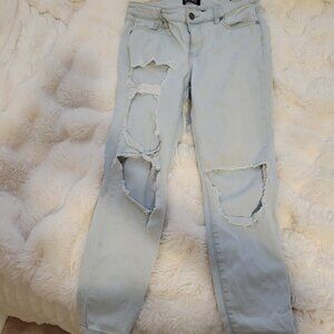 Jeans straight leg distressed
